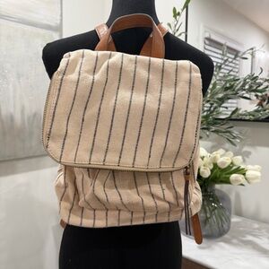 Market and Spruce Cream and Navy Striped Tote Interior